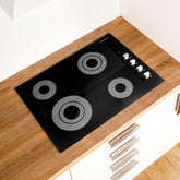 COS-304ECC Electric Ceramic Glass Cooktop with 4 Burners, Dual Zone Element, Hot Surface Indicator Light and Control Knobs, 30 inches, Black